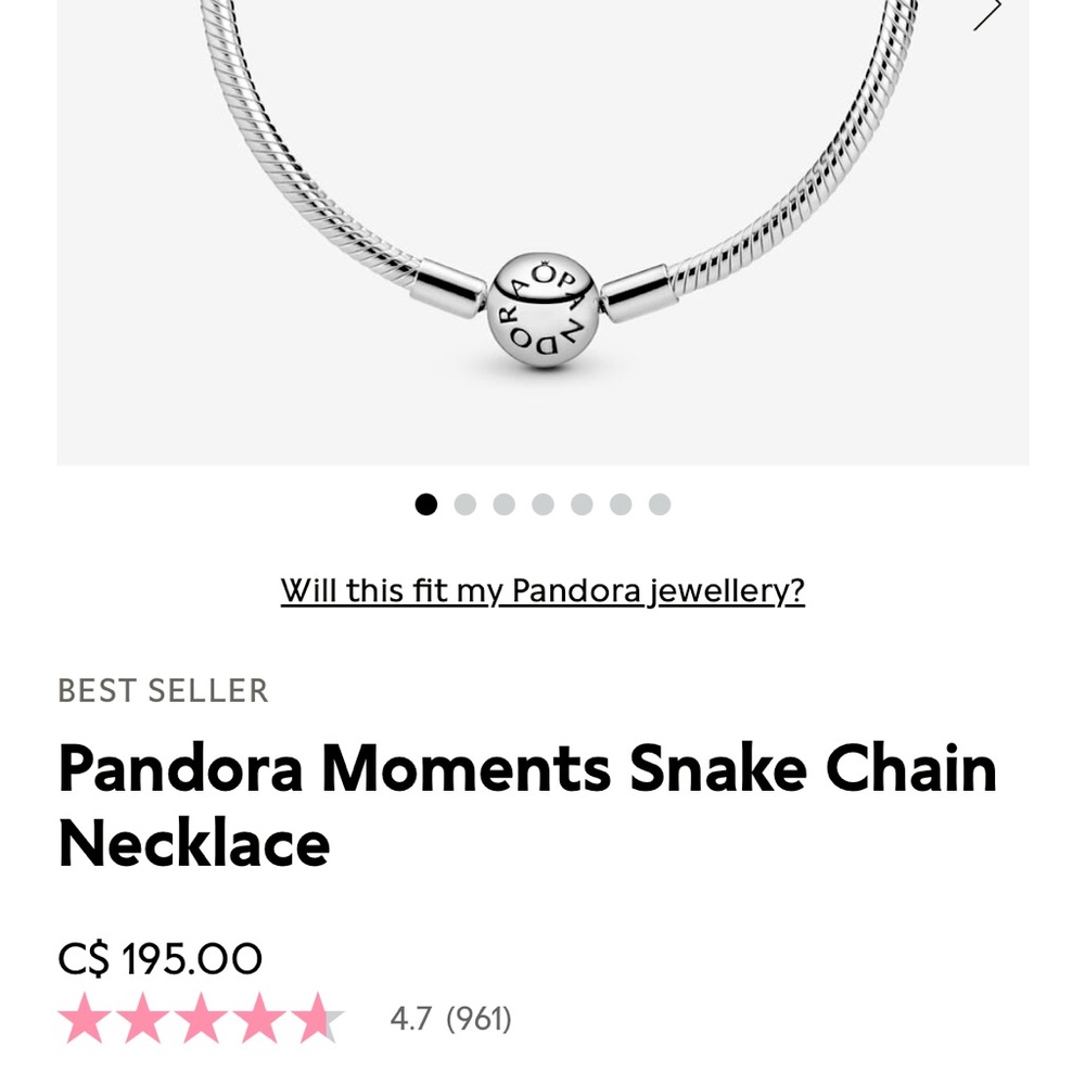 Pandora snake chain necklace